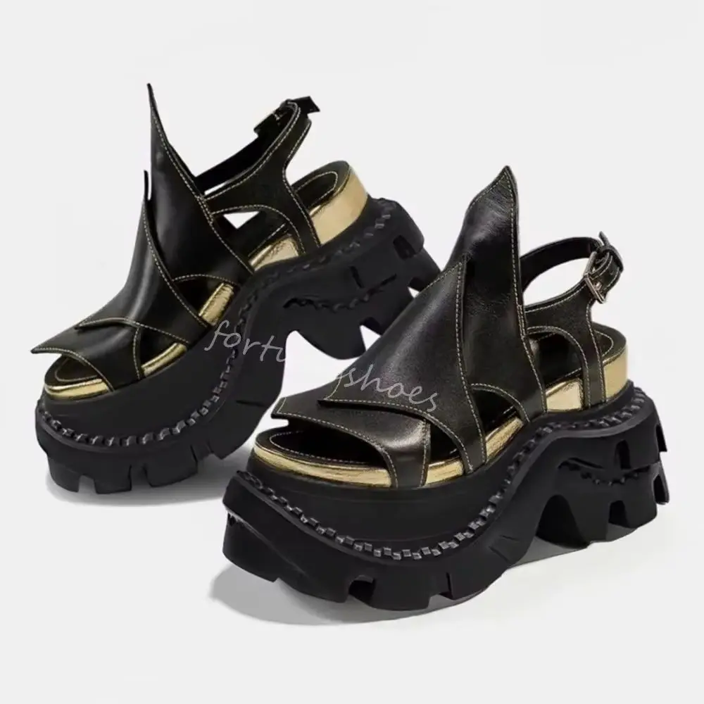 

Spicy Girl Beach Sandals Summer Trend women Open Toe Height Increasing Subculture Style Black Platform Slingback Punk Sandals