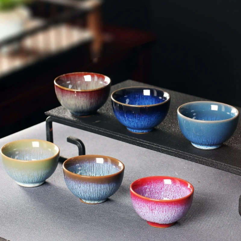 

75ml Japanese Style Kiln Change Ceramic Teacup Household Kung Fu Retro Water Cup Creative Teaware Wine Drinkware Cup New