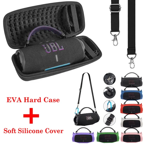 Nueva funda de silicona suave + bolsas de viaje duras de EVA para exteriores, caja de almacenamiento para JBL Charge 6, Altavoz Bluetooth para funda JBL Charge6