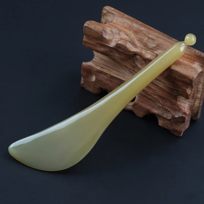 สีขาวธรรมชาติ YakOx Horn Gua Sha สําหรับ Face Scraper Tendon Stick นวดหน้าความงามสุขภาพ Relax Eye Face คอกลับ Body