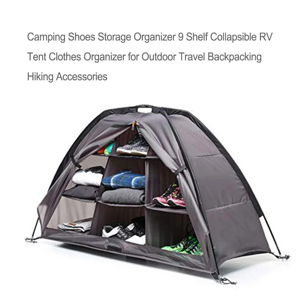 Camping Shoes Storage 9 Shelves RV Tent Clothes Rack Container Compact Multi Tool Shoe Case Bag Outdoor Travel Hiking