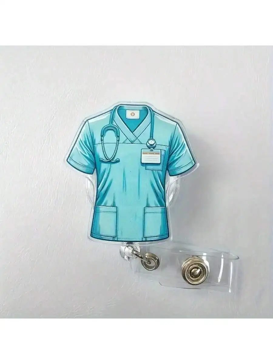 قطعة واحدة من حامل شارة قابل للسحب لطيف على شكل ممرضة مع مشبك لبطاقة الهوية - بكرة علامة اسم الموظفين الطبيين من الأكريليك للأطباء، RN، LPN - مثالية