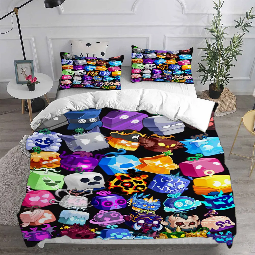 

Комплекты постельного белья Blox Fruits, покрывало, одеяло, пододеяльник, наволочка, комплект из 2-3 предметов, односпальное, двуспальное, большого размера, украшение для спальни