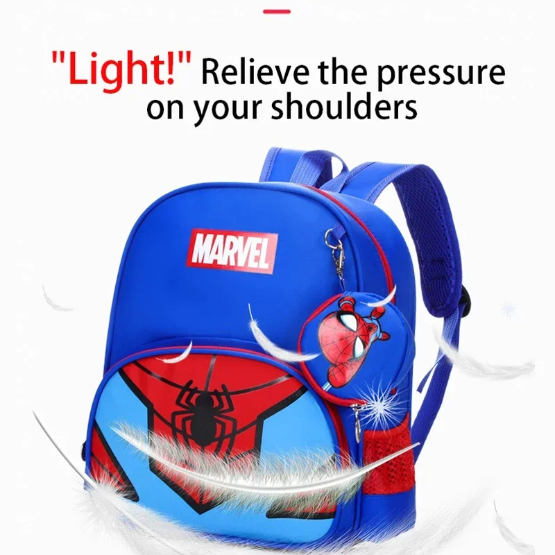 

New Large Capacity Marvel Children's Schoolbag Spider-man Cartoon Backpack For Boys With Mini Purse