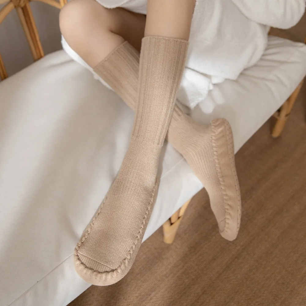 

Imitation Shoe Appearance Thicken Floor Socks Sleeping Simple Knitted Knee High Socks Warm Breathable Winter Stocking Snowfield