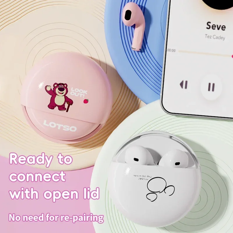 Disney Original Earbuds Q76 Wireless Bluetooth Earphones Open Close Type HIFI Stereo Sound Headsets Noise Reduction Smart Touch