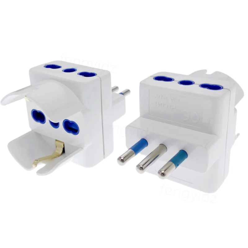 Italien-Reisestecker-Adapter, 3-Wege-Steckdose, Multi-Port-Steckdose, italienischer Standard, 10 A, 250 V