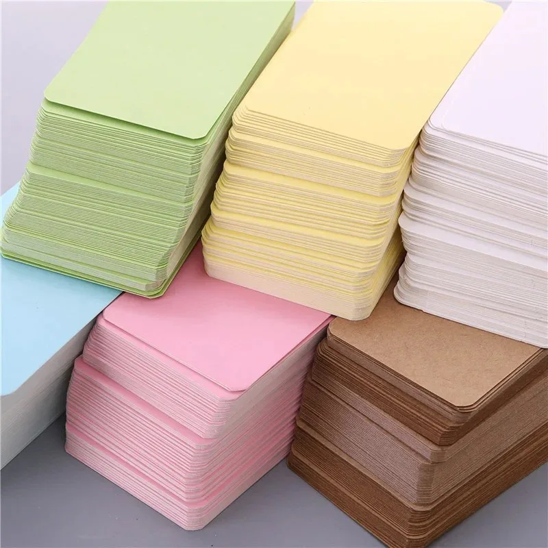 100pcs Kraft Paper Blank Business Card, Thank You Card Message Card Bookmark Learning Card Label