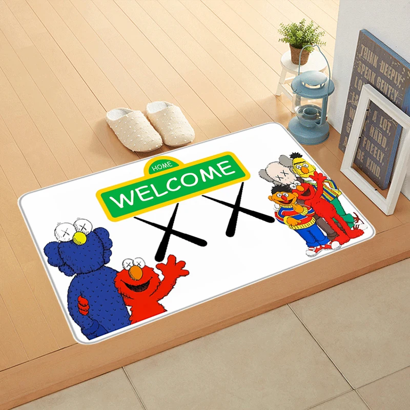 Doormat Flannel Floor Mat Indoor Foot Rug SESAME STREET Soft Bedside Mats Kitchen Corridor Absorbent Carpet Ideal Balcony Decor