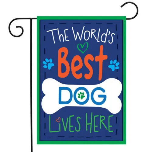 World's Best Dog Double-Sided House Flag Bone Paw ; DecorVibe