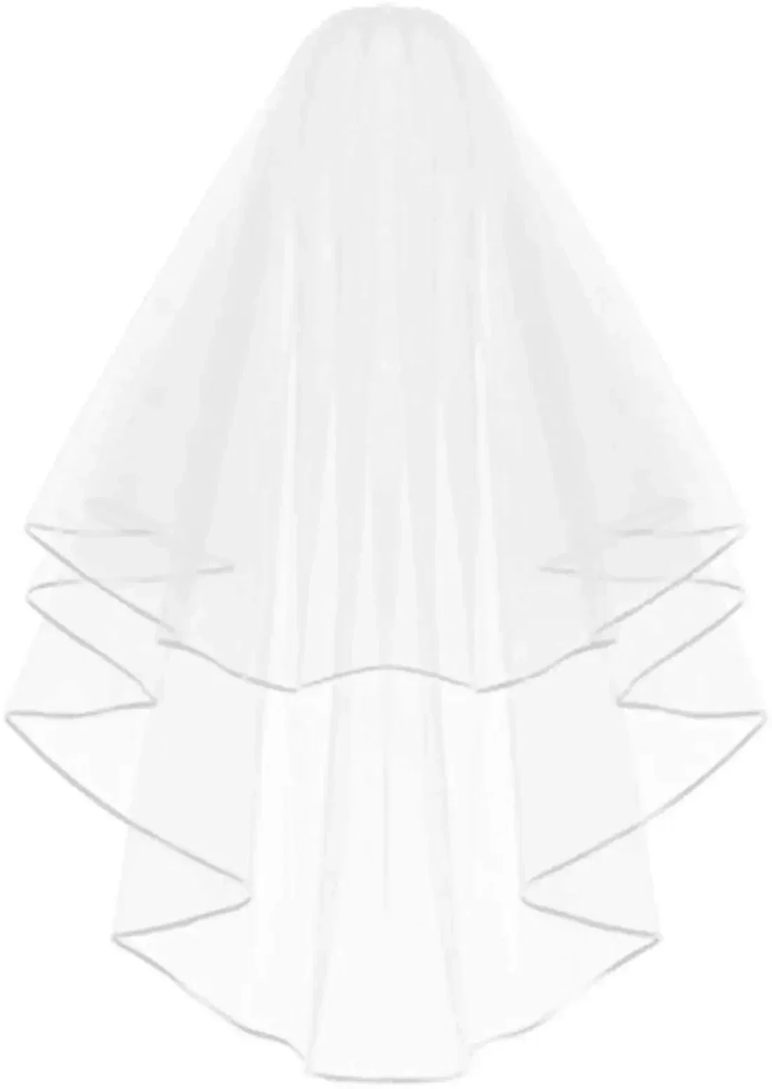 

Белая свадебная фата с двойной лентой по краю и металлическим гребнем, модель 2024 года