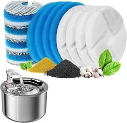 Distributeur d'eau en acier inoxydable pour animaux de compagnie, fontaine à eau pour chat, remplacement de livre de charbon actif, accessoires pour animaux de compagnie, 2L, 12 pièces