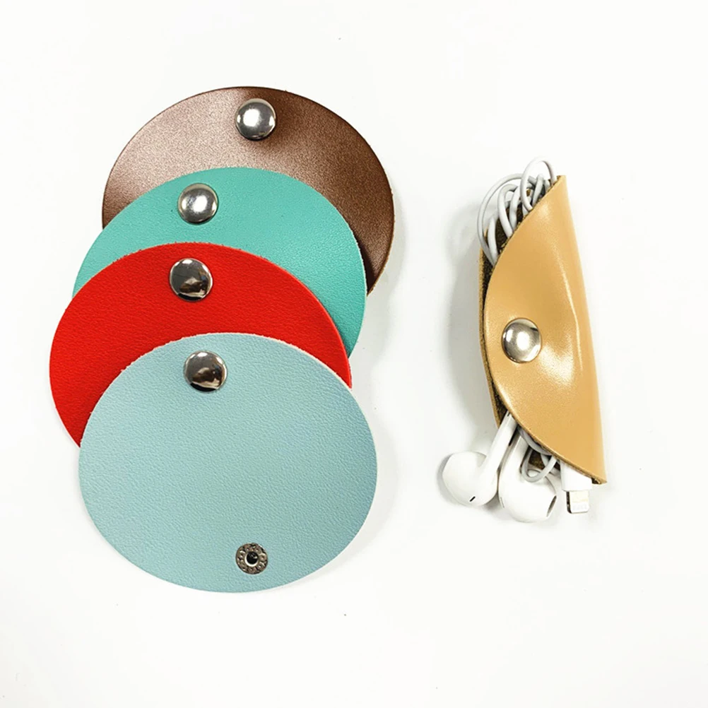 

2pcs Pu Cord Organizer Earphone Cable Winder Holder Usb Mp3 Wire Keeper Tangle-Free Compact Lightweight Storage Travel