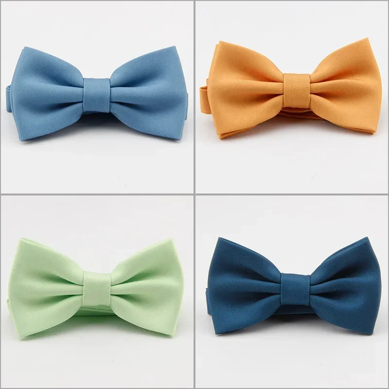 New business fashion casual pure color polyester silk wedding groom and best man monochrome bow tie available for men and women