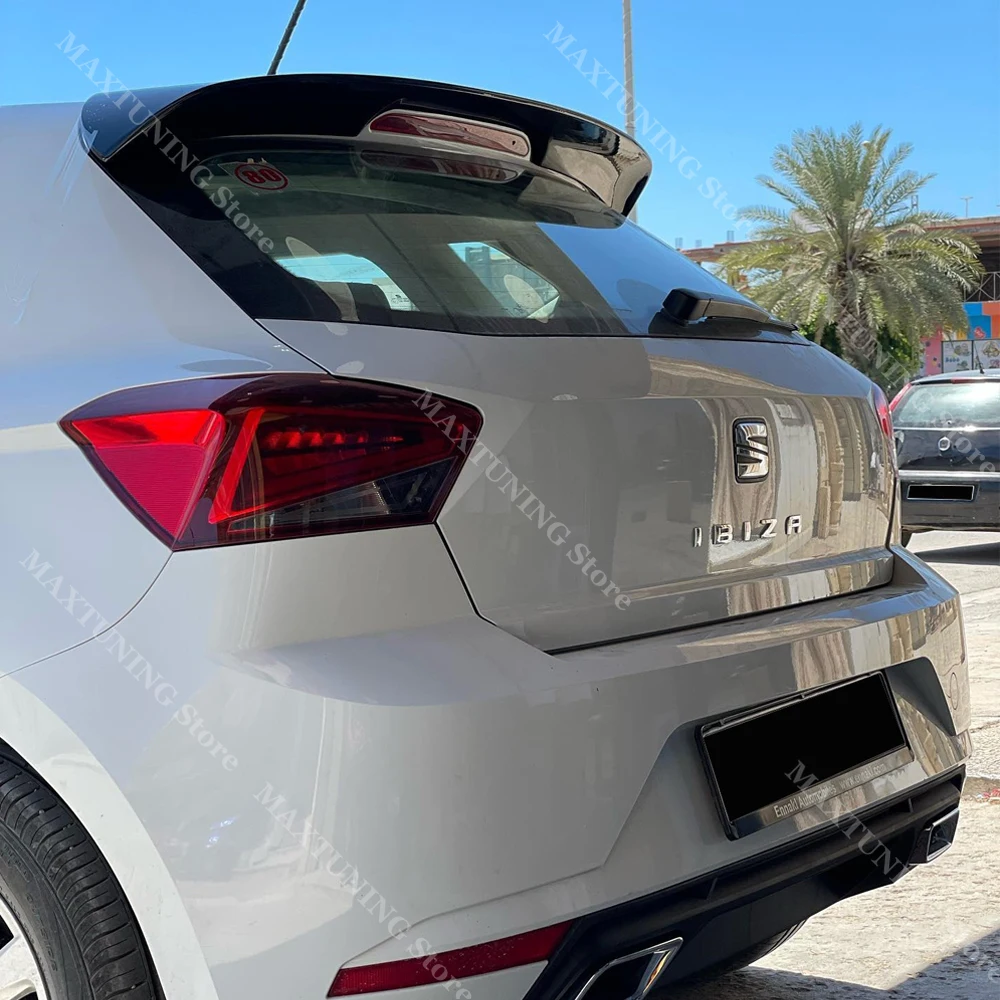 

Для Seat Ibiza MK5 6F 5-дверный хэтчбек 2017-2023, глянцевый черный задний спойлер на крышу, ABS, накладка на багажник, декоративный сплиттер