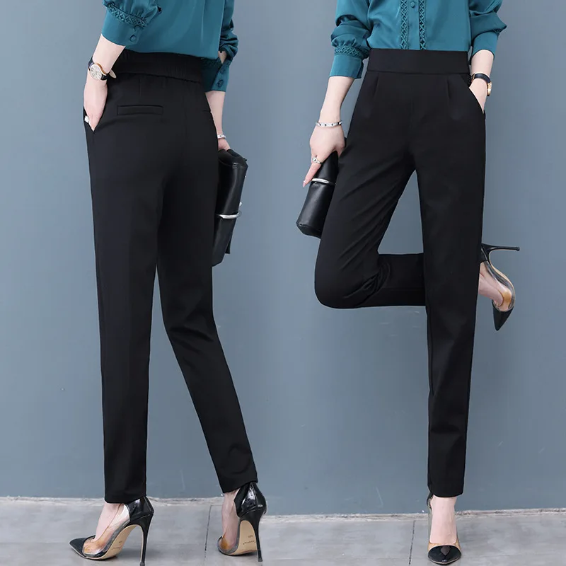 السراويل البدلة النسائية ربيع الخريف تسع نقاط سليم صالح تنوعا الحريم السراويل عالية الخصر السراويل المستقيمة