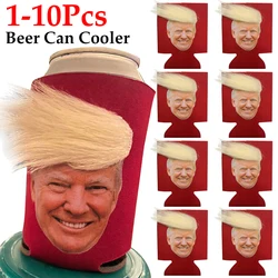 1-10Pcs Trump Funny Hair Beer Can Cooler Non-Slip Donald Trump Drink Can Cooler Reusable for Cans Bottles Pint Glasses Party Cup