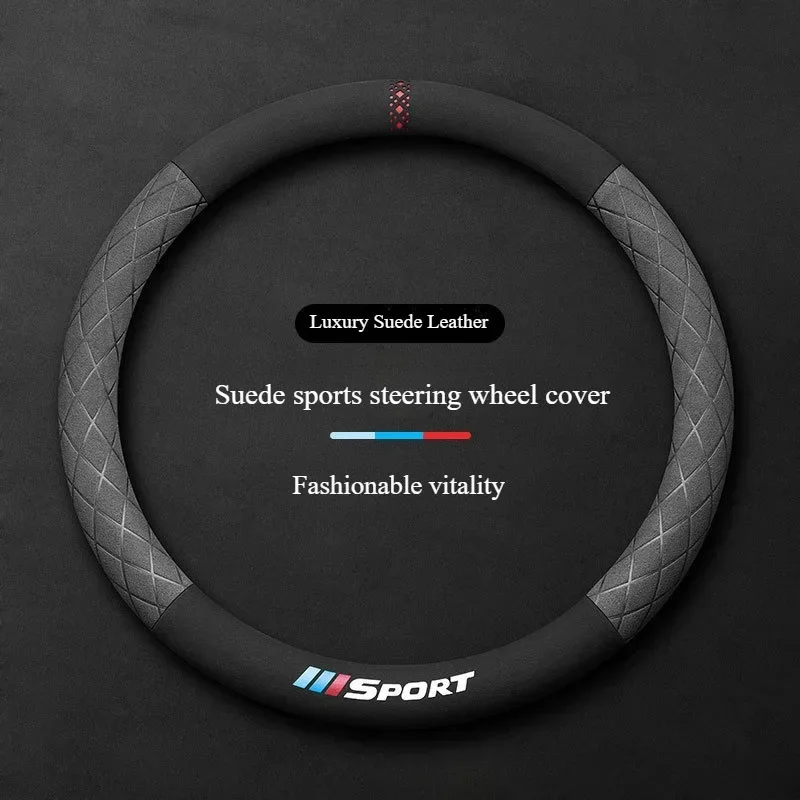 

Suede Leather Car Steering Wheel Cover Universal Non-slip Steering Wheel Cover Car Accessories Interior O/D Type Steering Covers