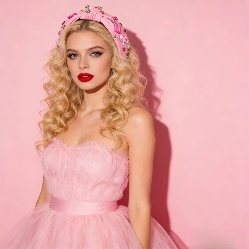 

1pcs Valentine's Day Rhinestone Inlaid Design Resin Candy Accessories Headband for Festival Dating Decorative Hair Accessories