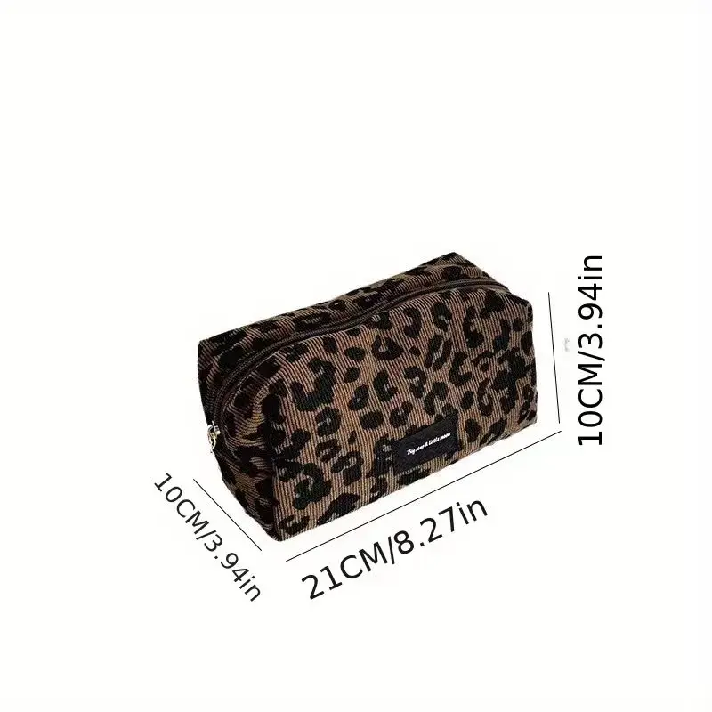 Bolsa de maquillaje única con estampado de leopardo • Organizador de cosméticos de gran capacidad • Bolsa de almacenamiento de lápiz labial