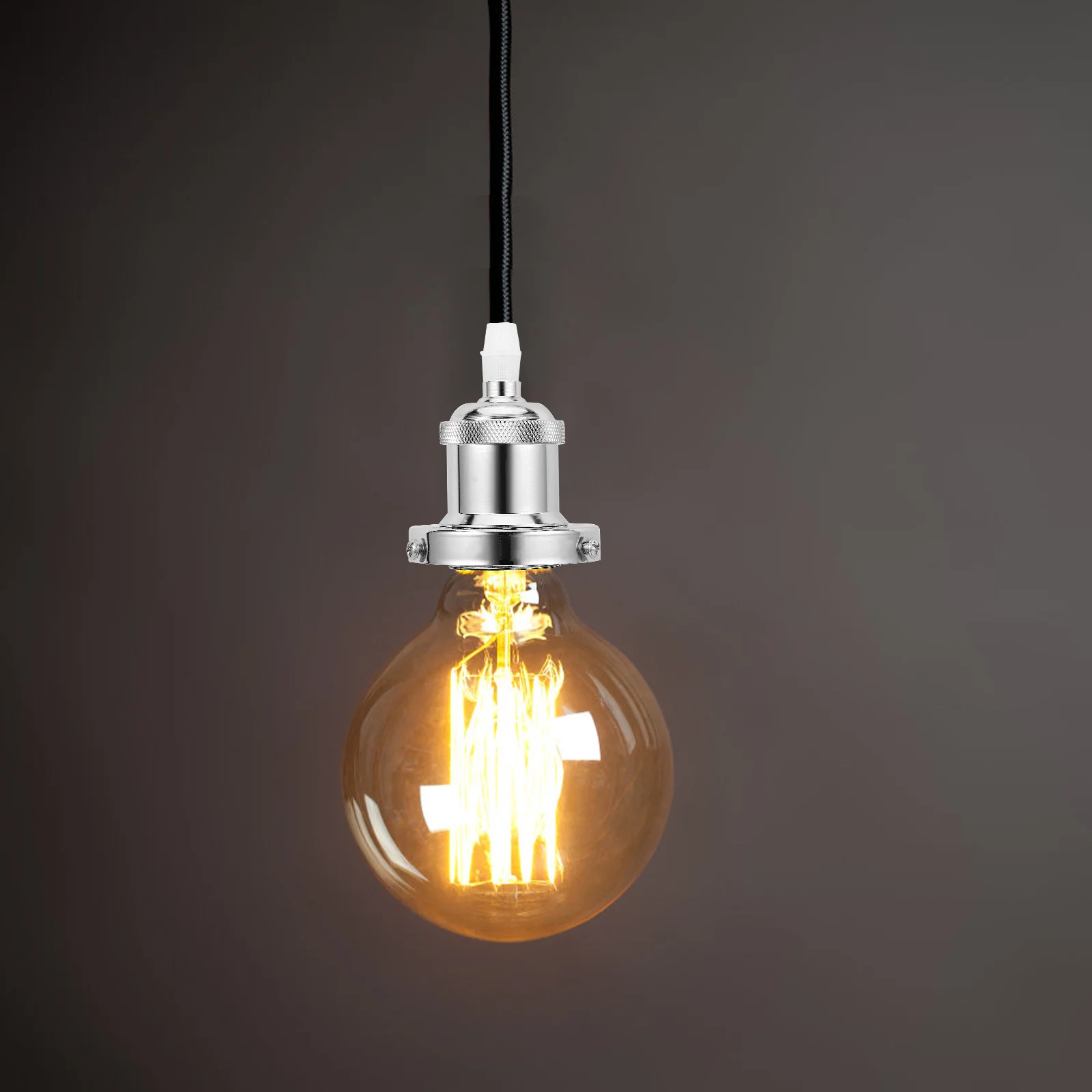 

Style Retro Hanging Lamp Holder Warm Rustic Pendant Base Socket Metal Light