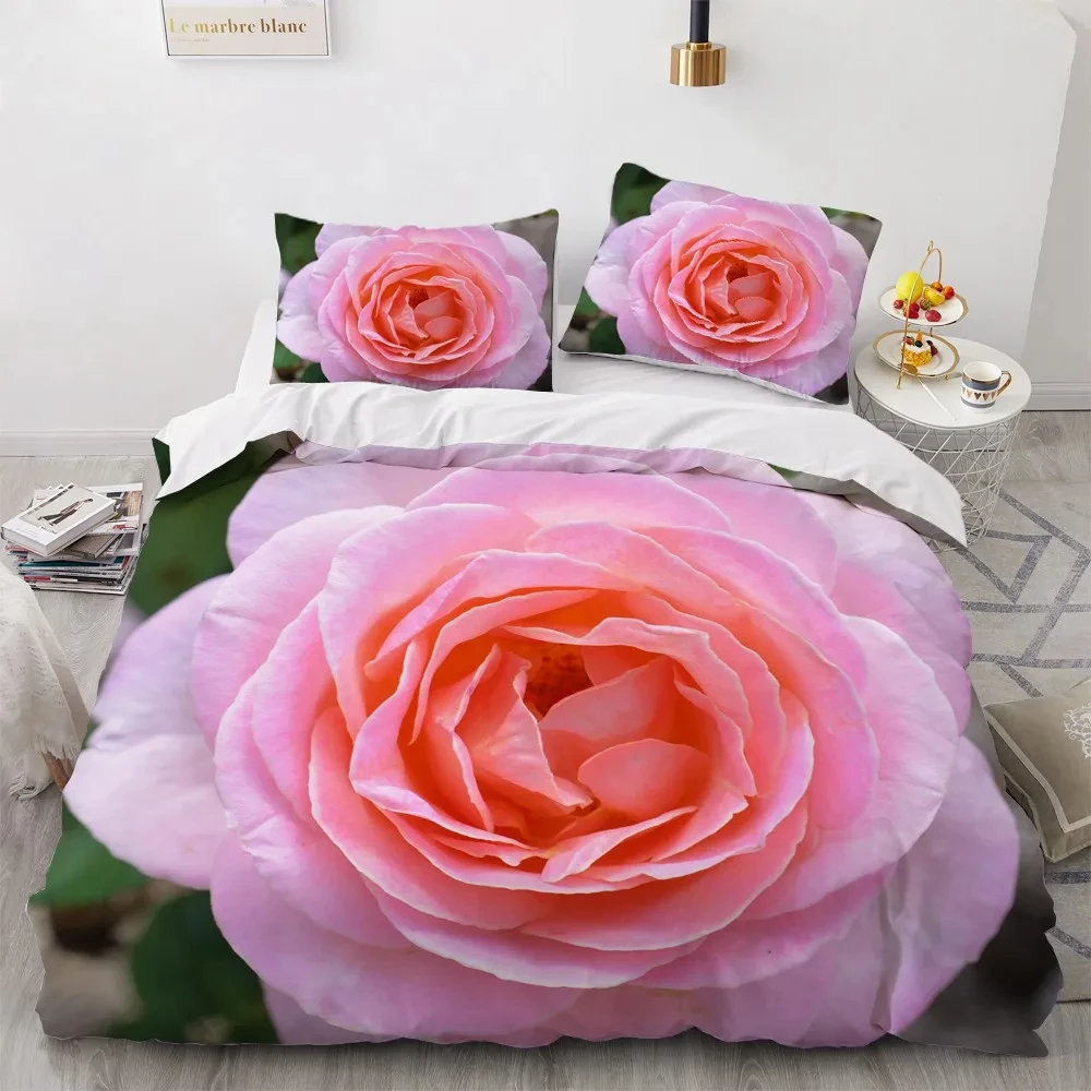 Blossom Floral Duvet Cover Romantic Flower Comforter Cover Botanical Bedding Set for Couple Wedding Valentines Day Bedroom Decor
