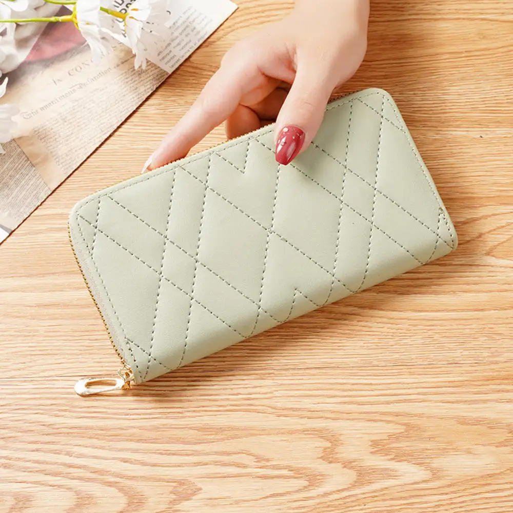 Cartera con cremallera para mujer, tarjetero de gran capacidad