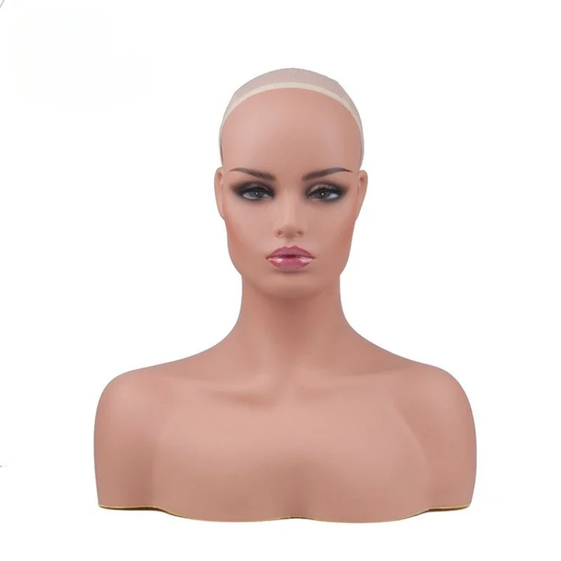 European and American Manikin Head Realistic Female Mannequin Head Bust with Shoulders for Wig Display