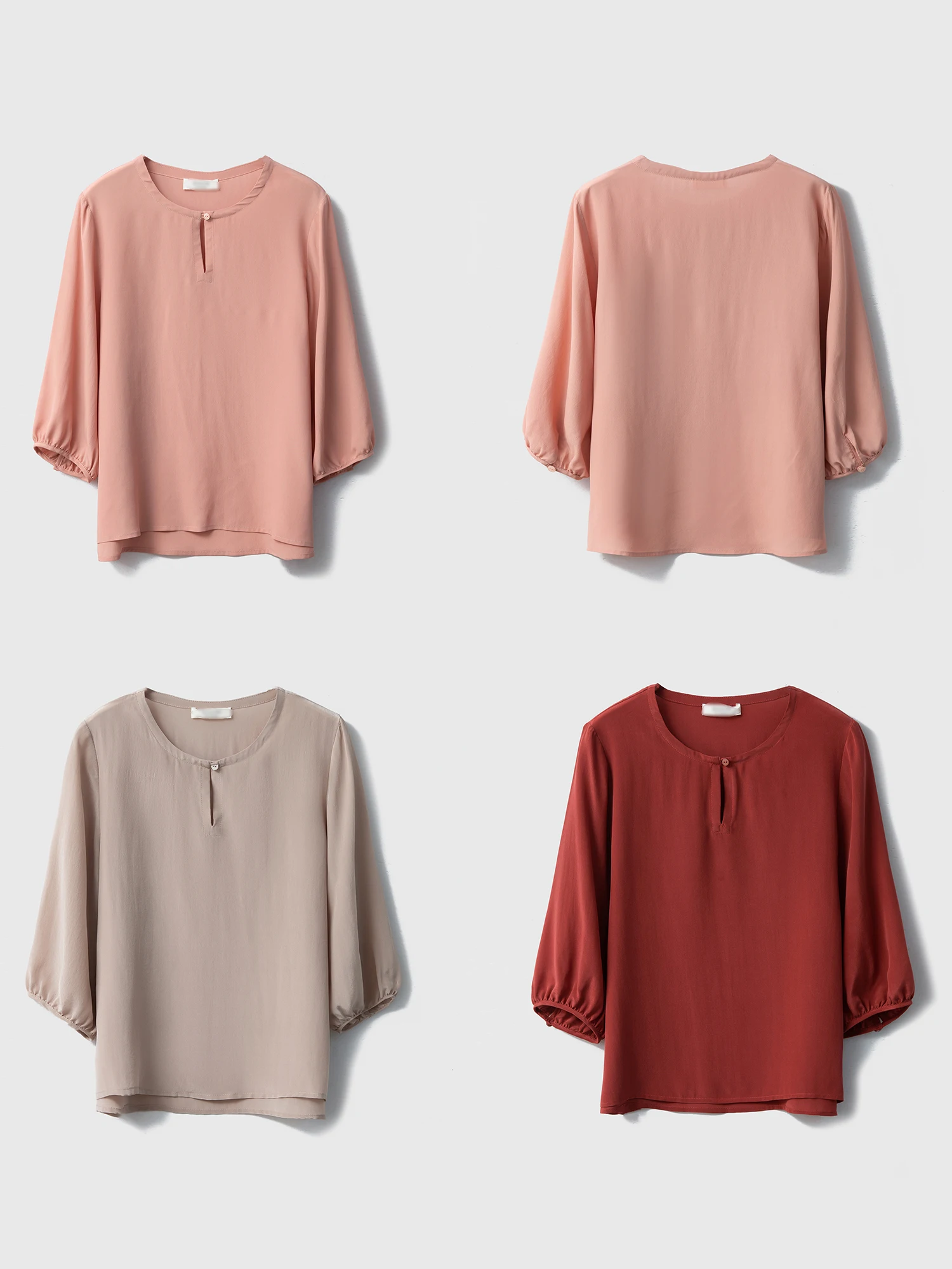 

Специальное предложение: 100% шелковый топ с рукавами-фонариками 3/4, круглым вырезом, свободного кроя, женский, весенний, оригинальный дизайн