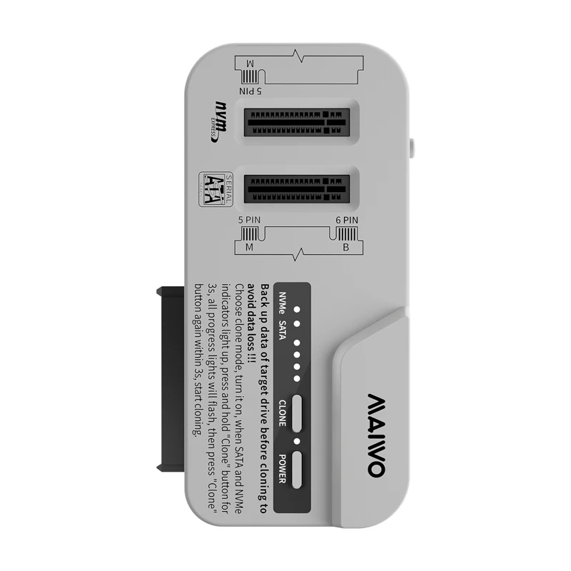 MAIWO 3-Bay Dockingstation M.2 NVMe SATA SSD-Gehäuse & 2,5 3,5 Zoll SATA HDD-Gehäuse Unterstützt 30TB/8TB Adapter für Offline-Klonen