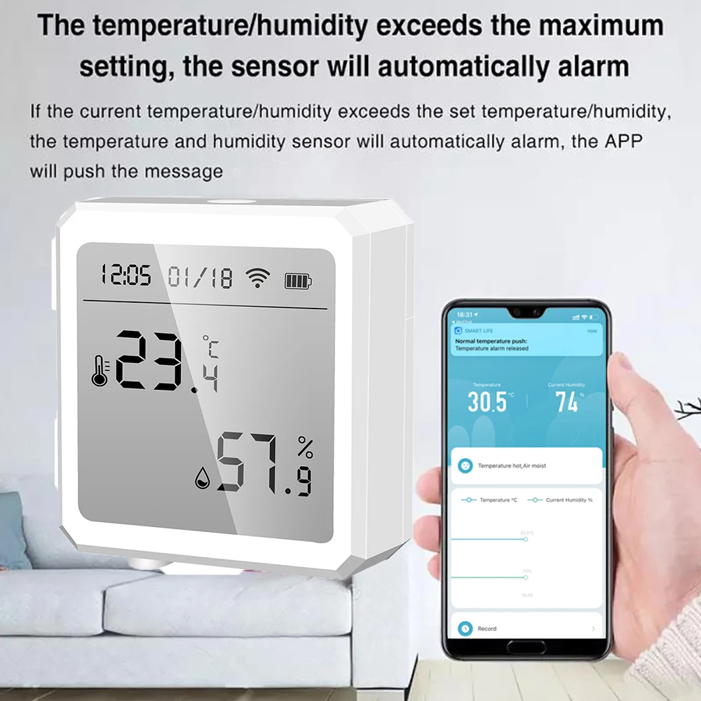 Écran LCD sans fil Graffiti Wifi capteur Intelligent de température et d'humidité compteur d'humidité intérieure thermomètre