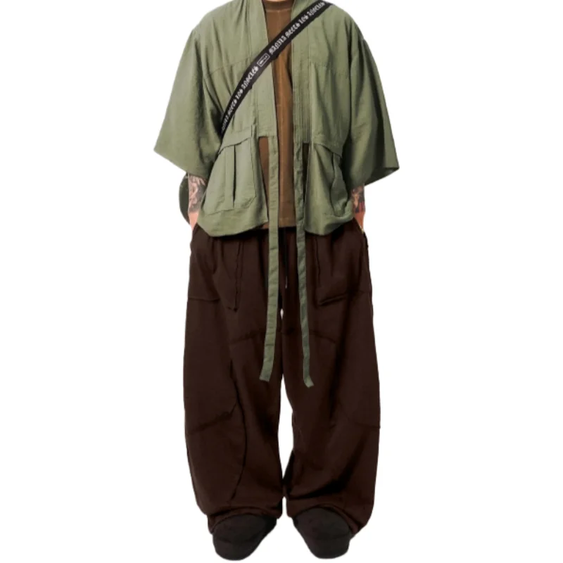 

Crazy Muscle autumn new men's sporty and casual trousers loose, large-sized, retro and trendy Fashionable wide-leg trousers