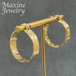 Round Vintage Copper Circle Hoop Earrings for Women Gold Plated Loop Earrings Italian African Jewelry Set Party Wedding Gifts