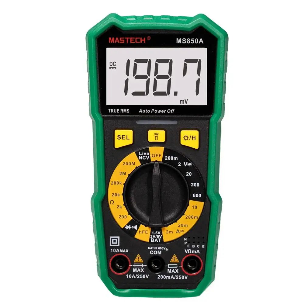 Mastech MS850A Multimeter Multimetro Tester Digital Multimeter 2000 Counts Auto Ranging AC/DC Voltage Temperature Measuring