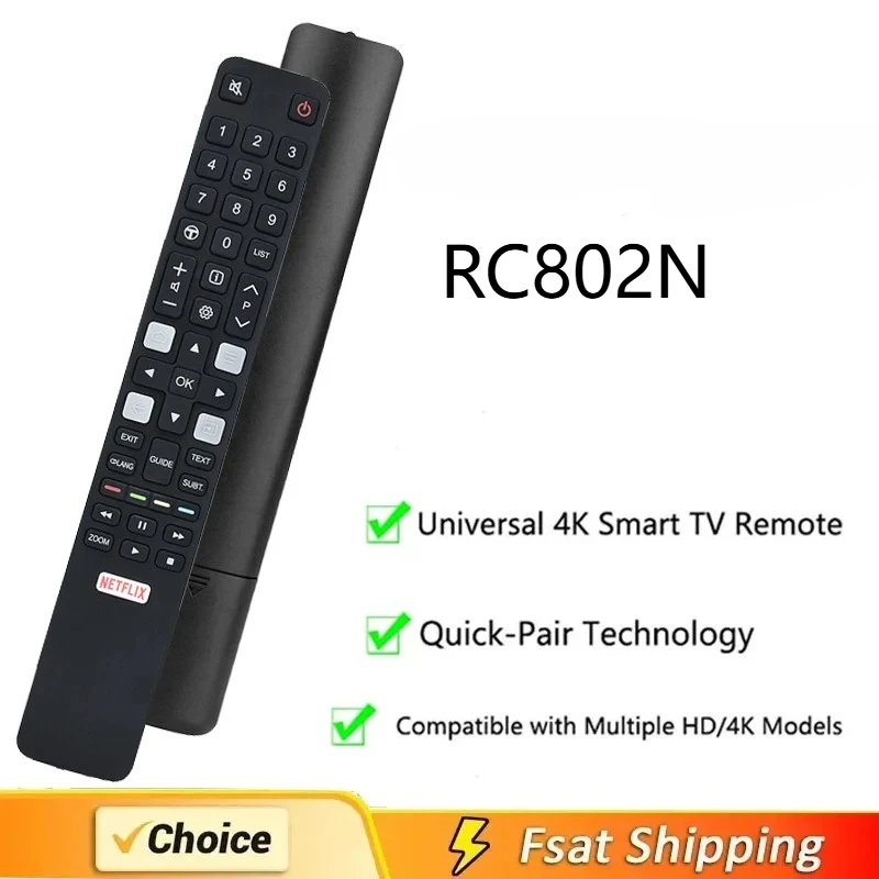 Remote Control RC802N For TCL Smart TV YAI3 YUI2 YU14 YUI1 YU11 65C2US 75C2US 43P20US U65S9906 U43P6006 Controller