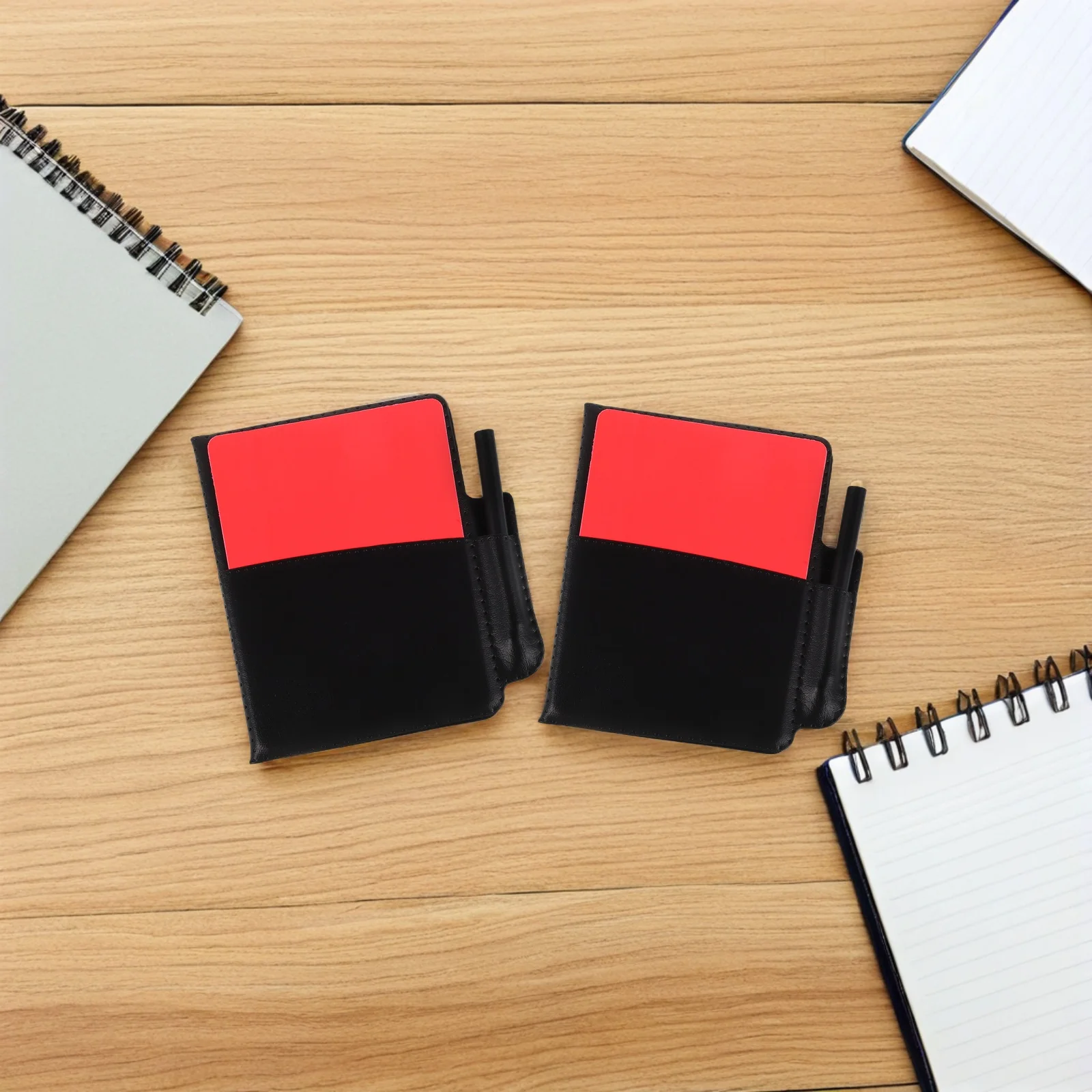 

5 Sets Referee Red PVC Lightweight Waterproof Glossy Standard Size Football Umpire Accessories Soccer
