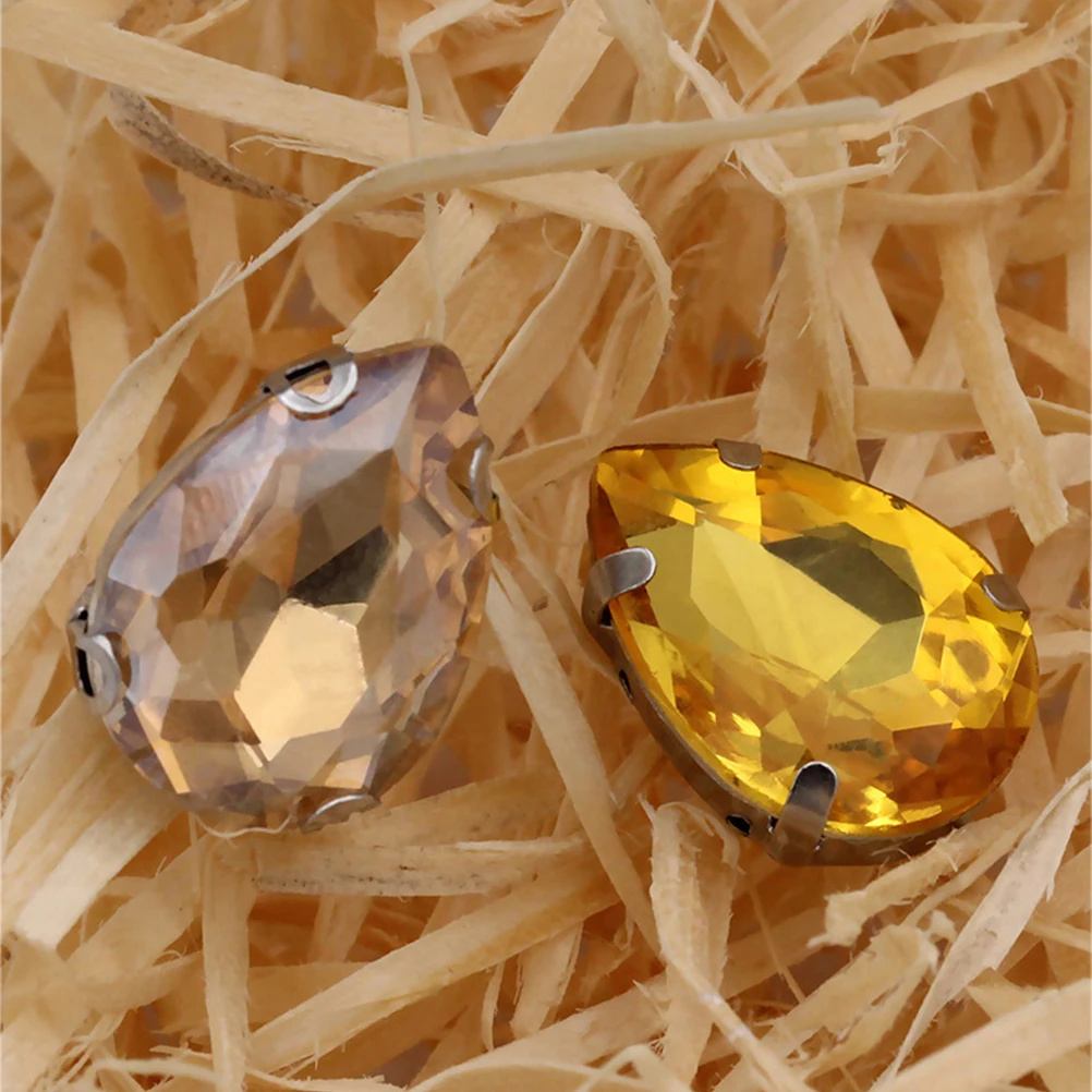 

50Pcs 13X18Mm Durable Crystal Claw Glass Rhinestones Premium Sewing Rhinestones Chic Water Drop Teardrop For Dress Mixed Color