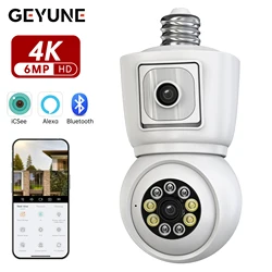 8mp E27 Lamp Wifi Camera 4K Dual Lens Dual Screen Cam Auto Tracking Tweeweg Audio Nachtzicht Cctv Beveiliging Icsee