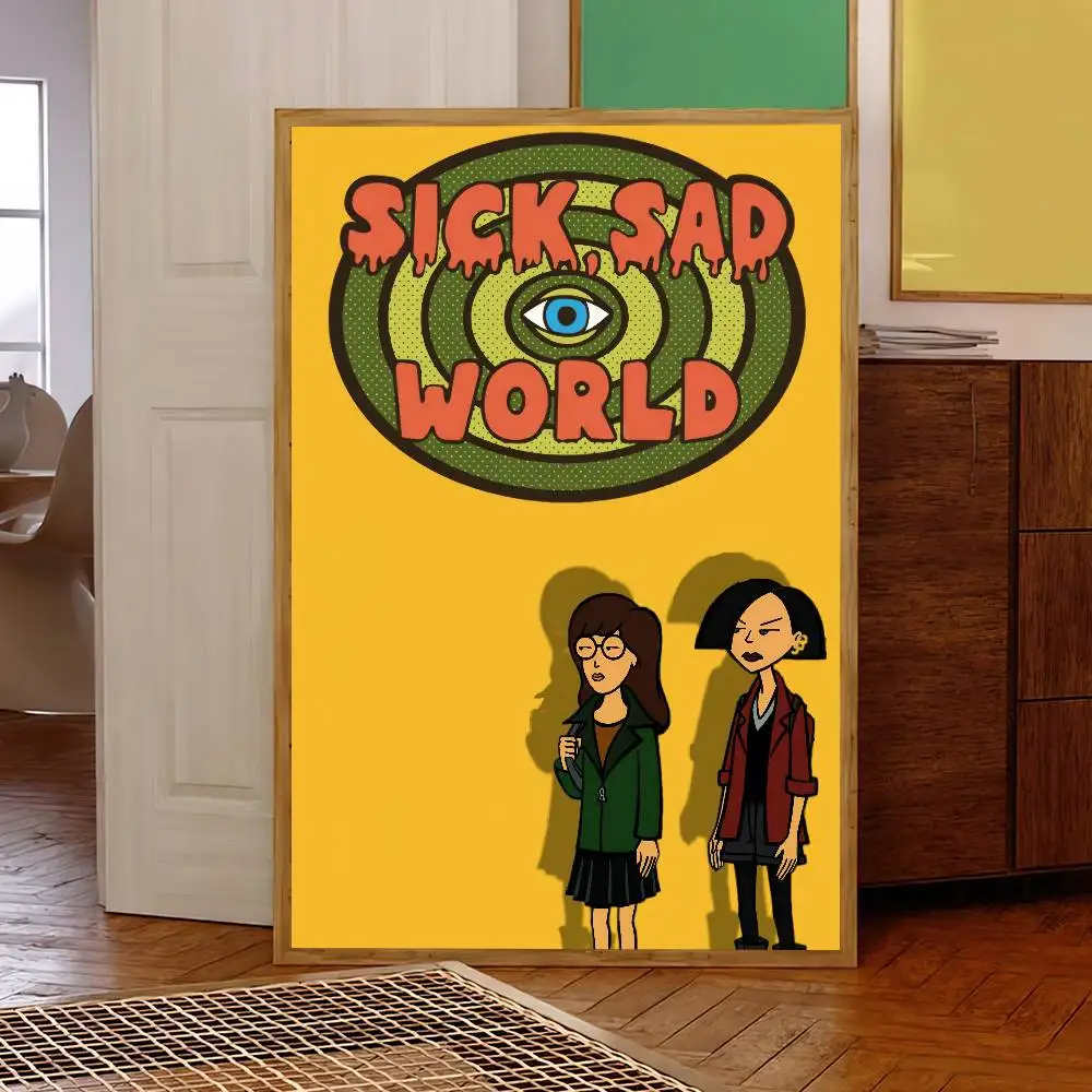 TVShow مضحك D-Daria المشارك لوحة ذاتية اللصق غرفة المعيشة مكتب الديكور غرفة نوم المنزل الجدار ملصق يطبع #5