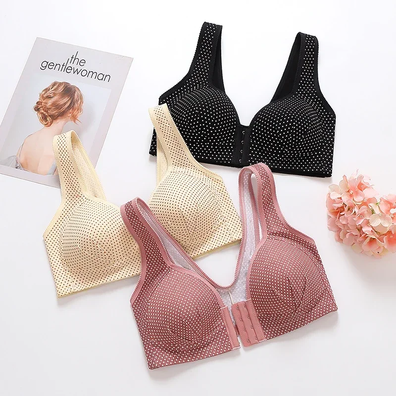 Damen-Unterwäsche für vier Jahreszeiten, Plus-Druck, vorderer Öffnungsschnalle ohne Stahlring, sexy BH, bequeme und nicht durchhängende, nahtlose Unterwäsche