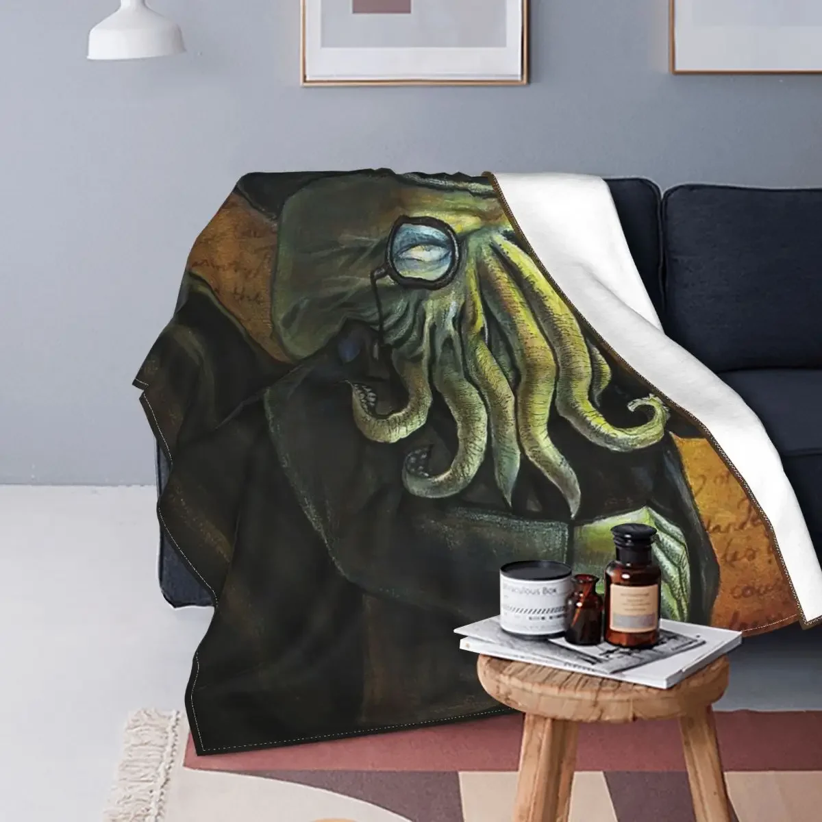 Cthulhu Lovecraft Blankets Funny Call of Cthulhu Plush Funny Warm Throw Blankets for Bedding Lounge Spring/Autumn