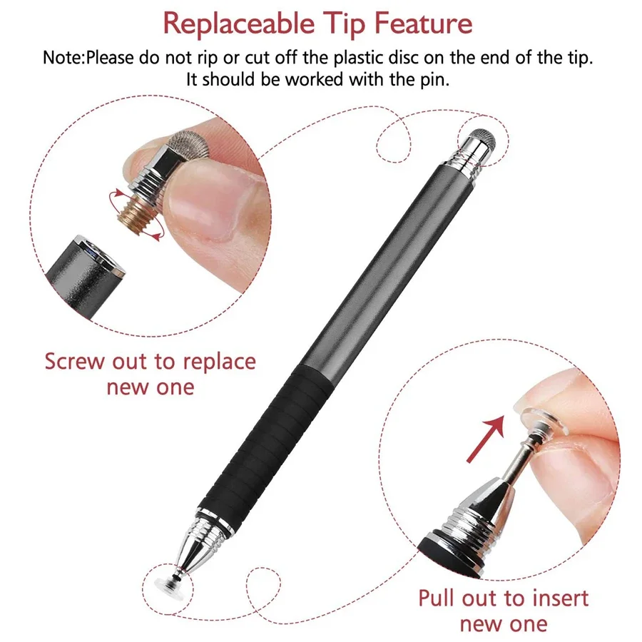 5Pcs Disc Mesh Tip Replaceable Universal Stylus Touch Pen Drawing For Capacitive Tablet Mobile Phone Fine Point