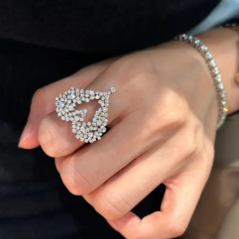 

Queen Heart 925 Sterling Silver Wedding Band Rings for Women Lab Moissanite Diamond Ring Party Engagement Jewelry