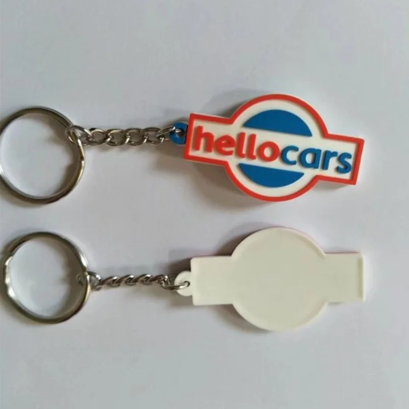 Hello cars logo customized PVC 2D key ring