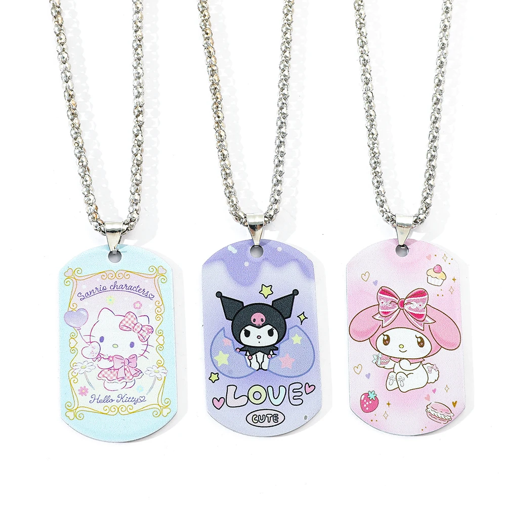 Sanrio Classic Figure Hello Kitty Kuromi Necklace Double Sided Pattern Melody Neckchain For Friends Pendant Jewelry Gifts