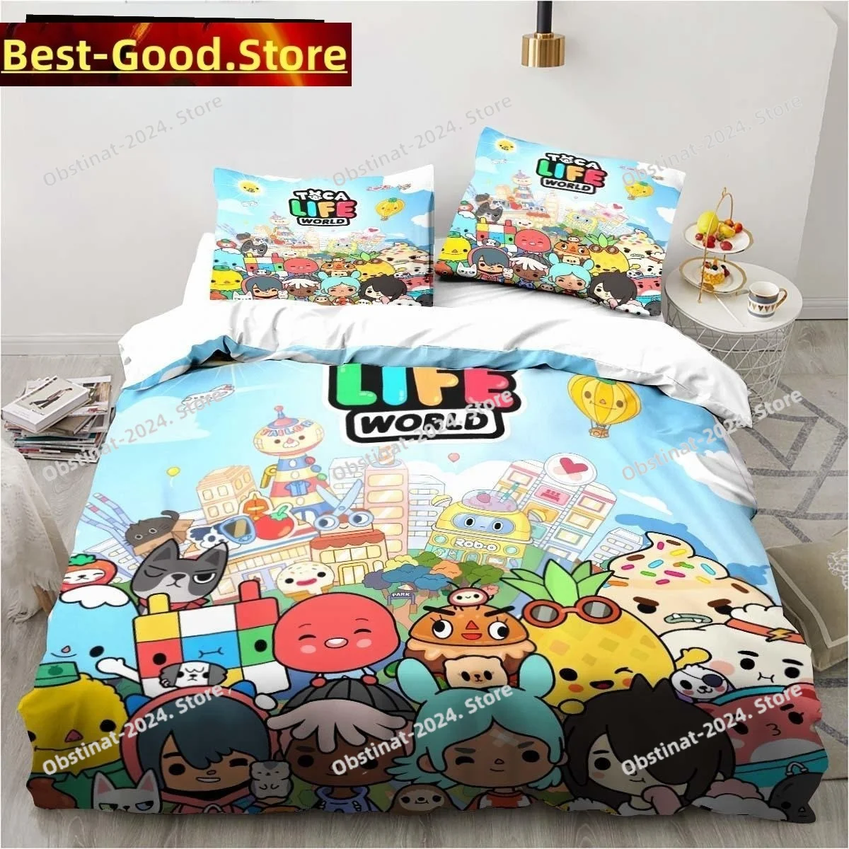 

New 3D Cartoon Game Toca Life World Bedding Set Duvet Cover Bed Set Quilt Cover Pillowcase Comforter king Queen Size Boys Adult