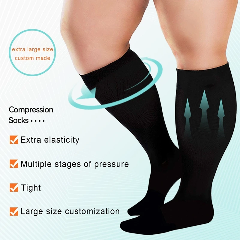 Calze a compressione Unisex da donna da uomo Plus Size calze elastiche al ginocchio calze di supporto per vene Varicose per la corsa sport escursionismo