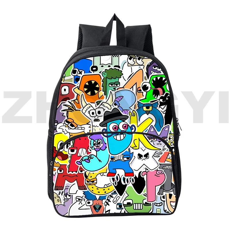 Canvas Kids Small Bookbag 3D Game Alphabet Lore Backpack 12/16 Inch Anime Kindergarten Primary School Bags Student Shoulder Bag