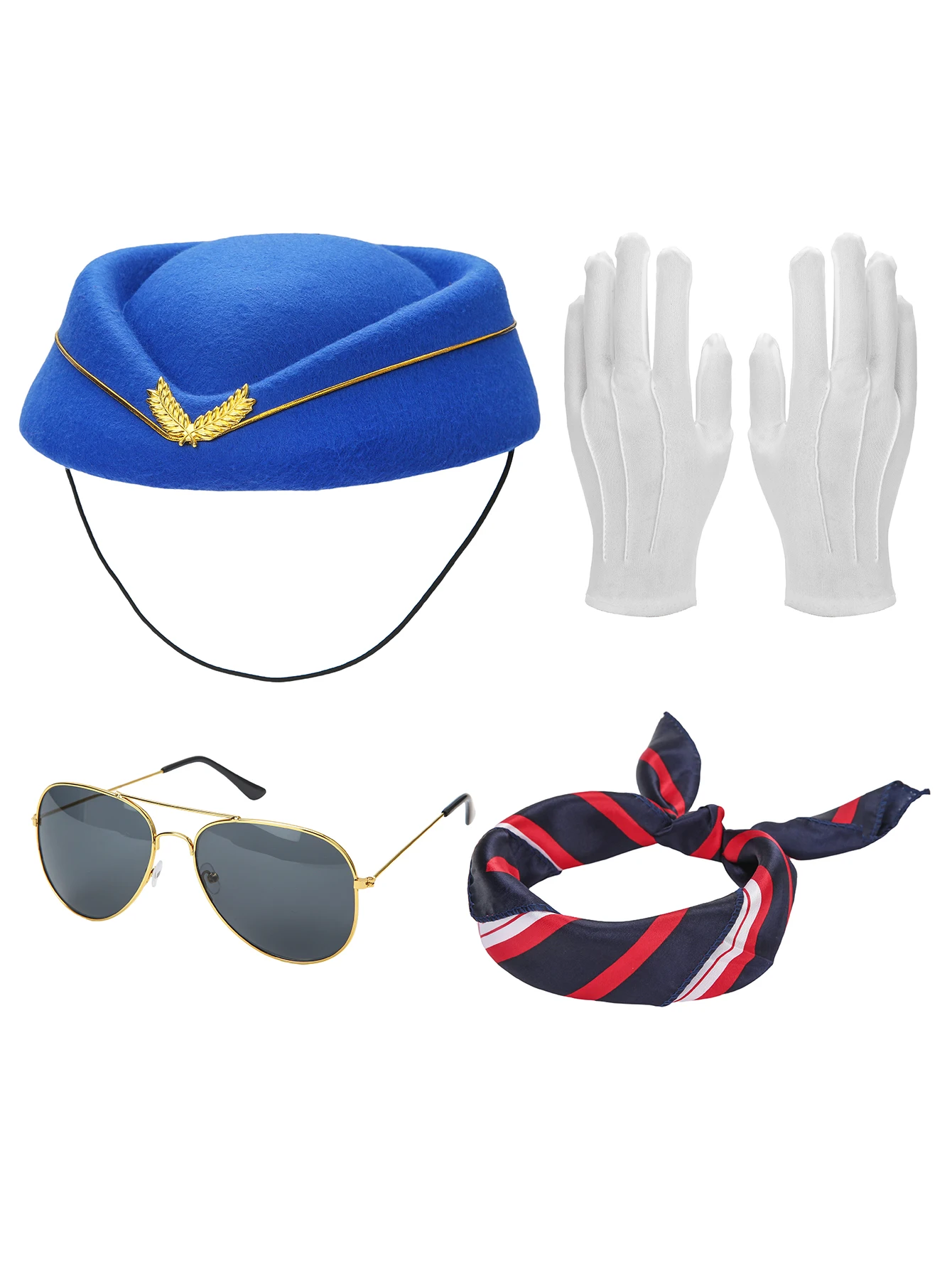 Kit Hôtesse de l'Air – Chapeau, Foulard, Gants et Lunettes – photo 3