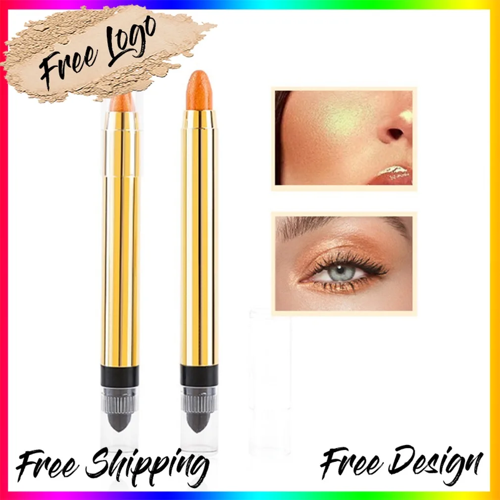 

Private Label Custom Logo Under Eye Brightener Liquid Highlighter Pen 2 in 1 Vegan Silkworm Pen Long-lasting Pearlescent Stick
